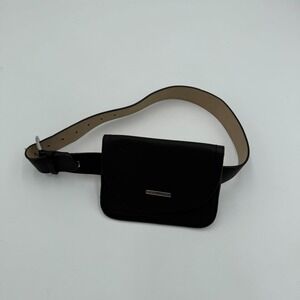 Vince Camuto Belt Bag Womens Black Pebbled Leather Adjustable Strap Snap Closure